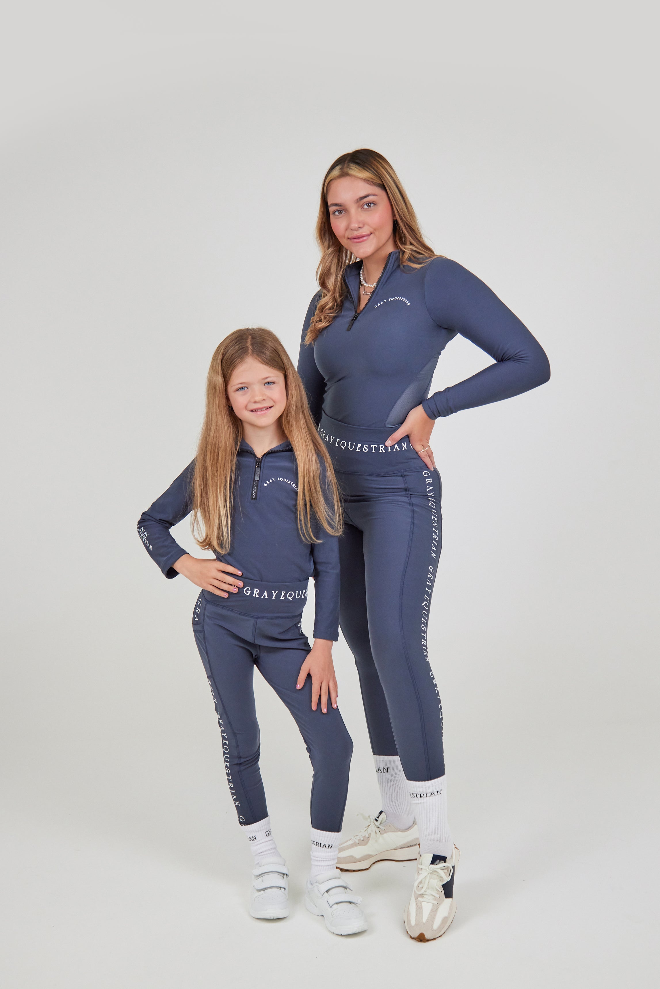 Young Rider Steel Blue Fleece Lined Leggings